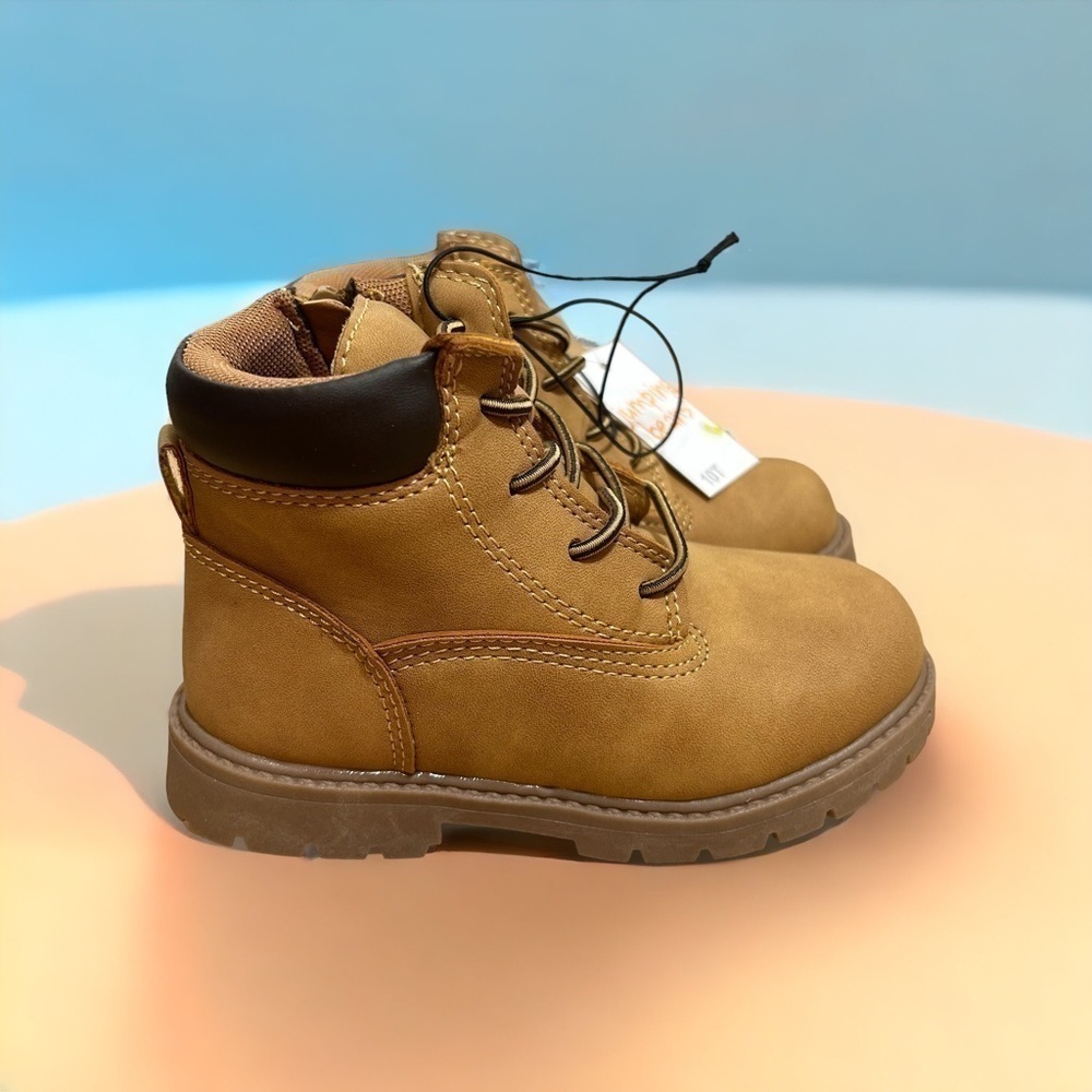 Jumping Beans Work Boots Tan NWT Sz 10 Zipper Side Boys Kids Toddler